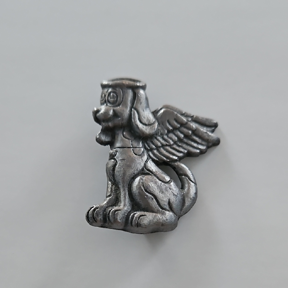 Vintage Pewter My Angel Dog Pin